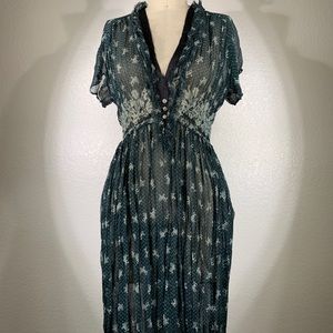 Yellowfield 8 Silk Chiffon Texel Dress in Starry Wine Bottle Size M NWT